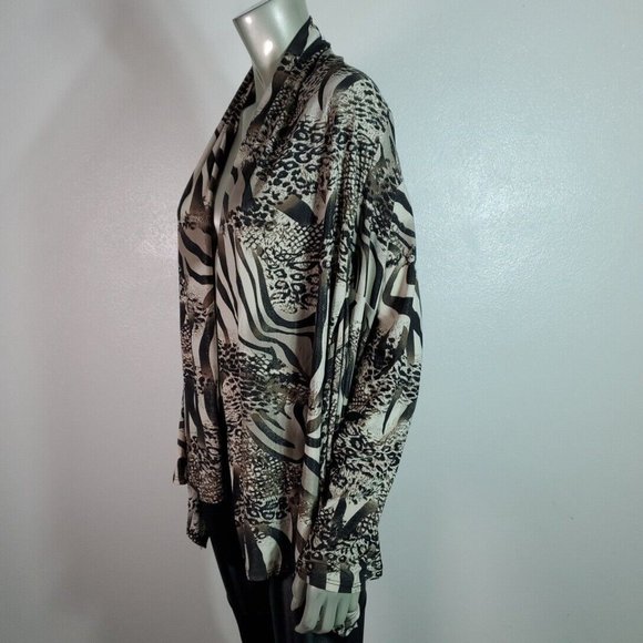 Isabella Rodriguez Top Plus Size 1X Open Front Animal Print Shimmer Stretch - Picture 4 of 7
